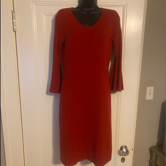 Talbots Dresses Talbots Xs Pure Merino Wool Dress Flare Sleeves Bodice Lightly Hugs The